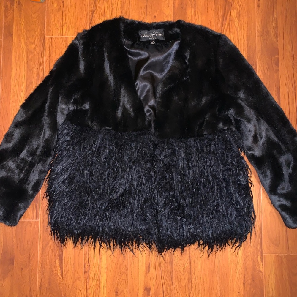 Black faux fur coat